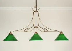 Berliner Messingleuchten XXL Pendelleuchte Messing Glas Grün E27 136 cm stilvoll* Hängelampen|Bürolampen