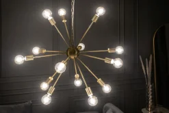 Clearance Invicta Interior XXL Pendelleuchte Metall L:87 cm E27 14-flammig in Gold