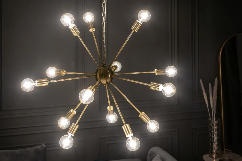 Clearance Invicta Interior XXL Pendelleuchte Metall L:87 cm E27 14-flammig in Gold