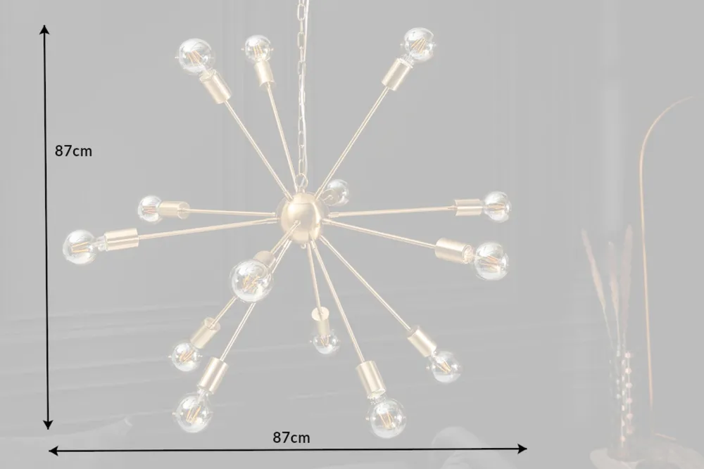 Clearance Invicta Interior XXL Pendelleuchte Metall L:87 cm E27 14-flammig in Gold