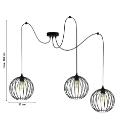 Belis XXL Spider Hängelampe Draht Metall 3-flammig L:400 cm* Hängelampen|Bürolampen