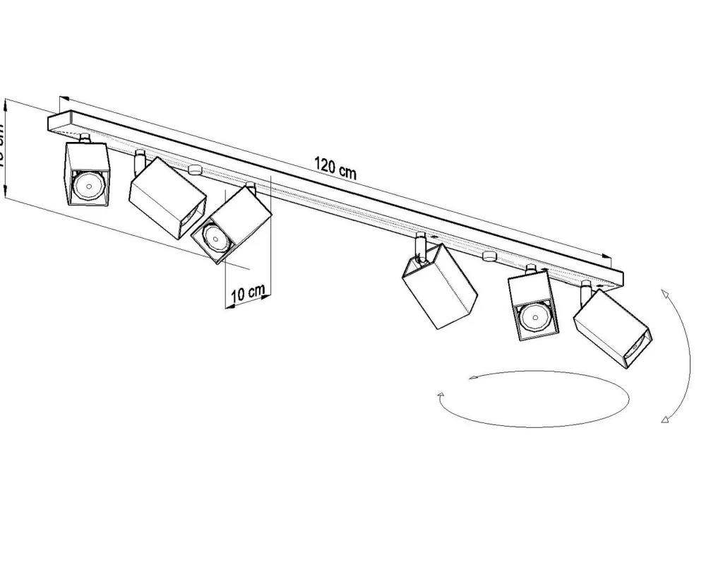 Clearance Sollux XXL Spot Strahler FALERIA Grau 120 cm lang 6x GU10