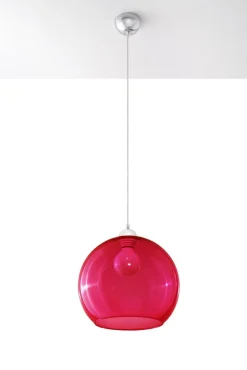 Clearance Sollux Zeitlose runde Pendelleuchte mit Glasschirm in Rot